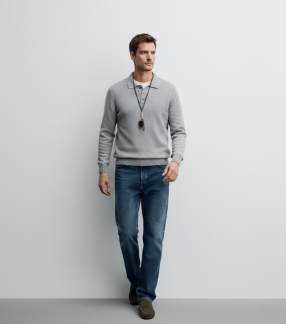 Polo Collar Sweater Autumn And Winter Long Sleeve Lapel Knitwear