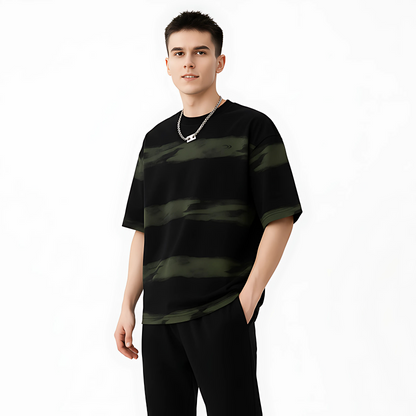 Men's Plus Size Basic style Round Neck Striped T-Shirt