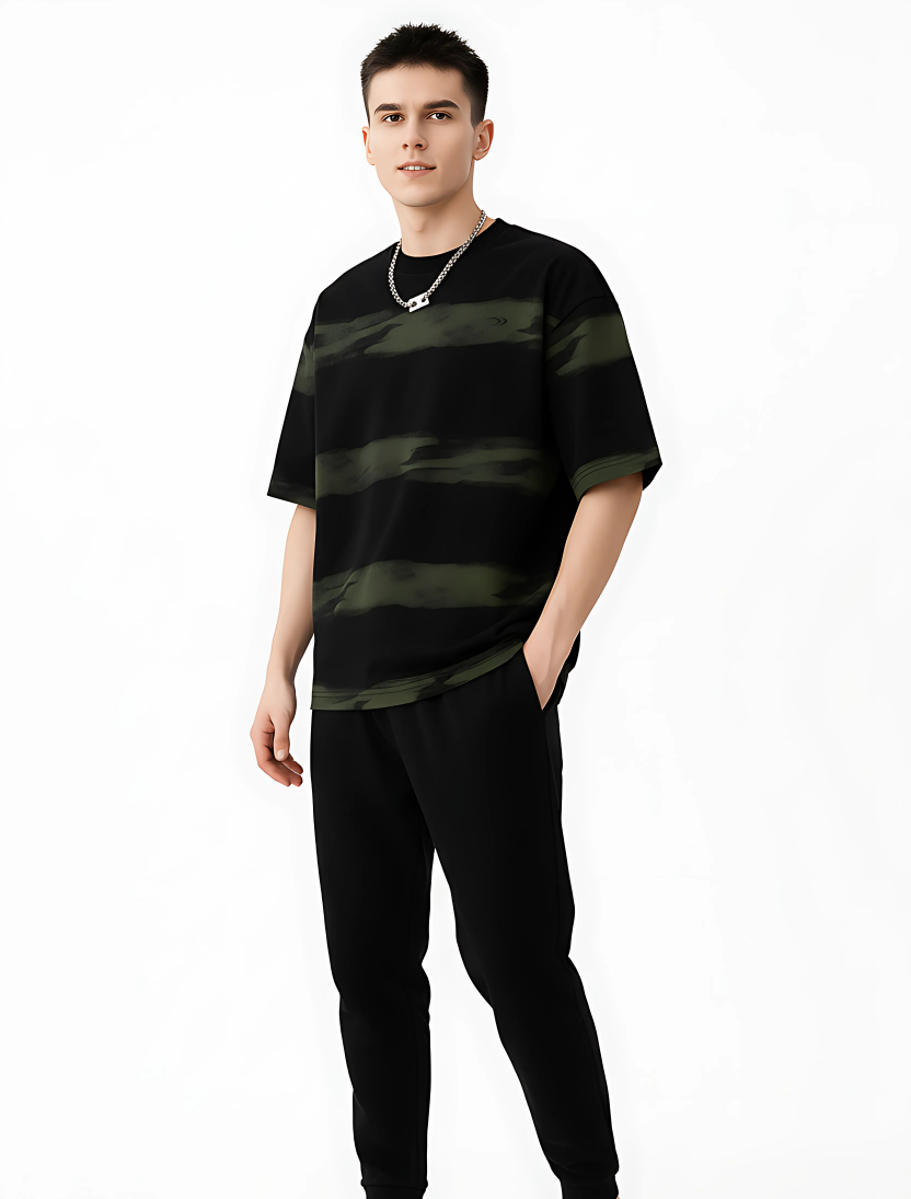 Men's Plus Size Basic style Round Neck Striped T-Shirt