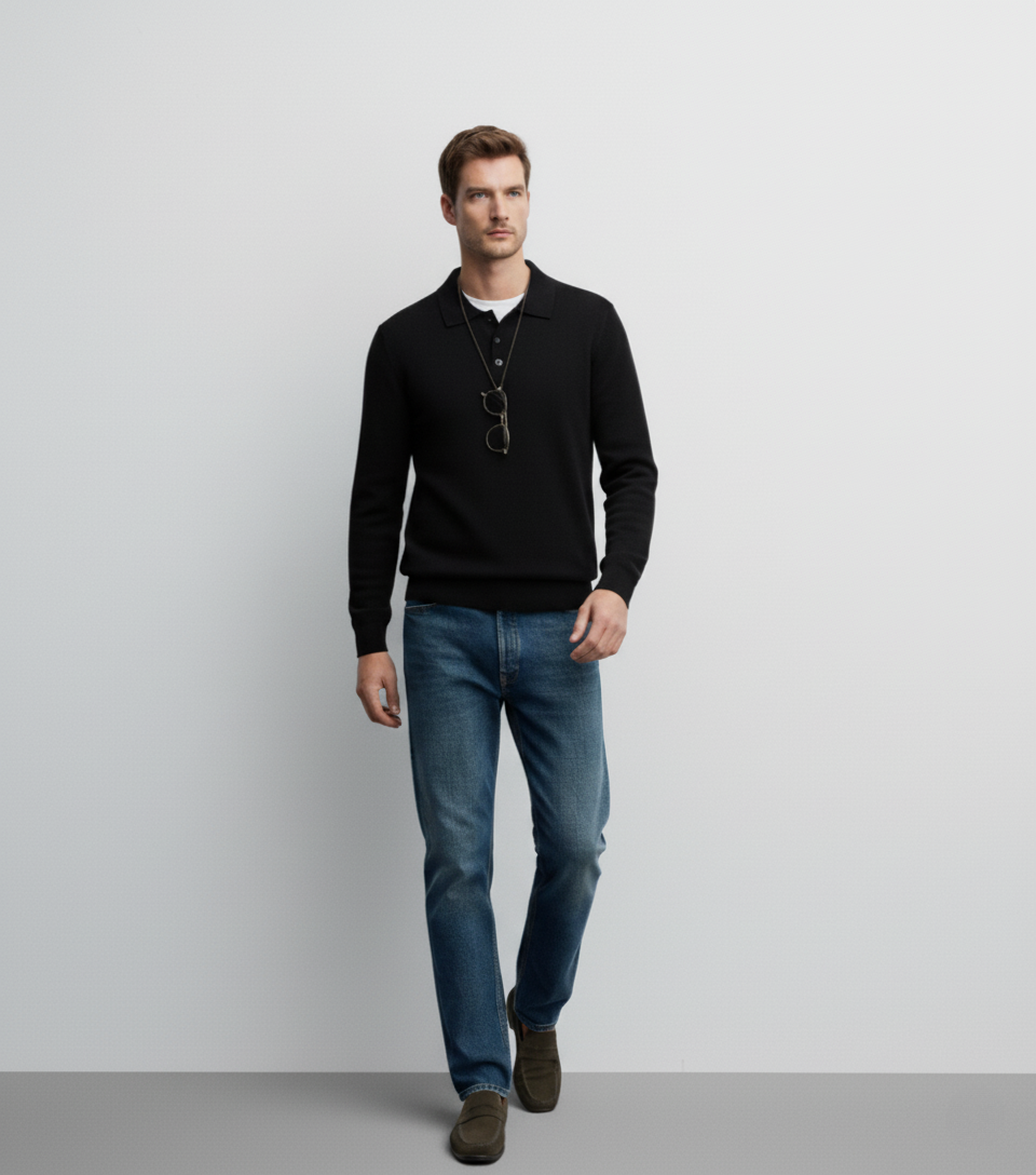 Polo Collar Sweater Autumn And Winter Long Sleeve Lapel Knitwear