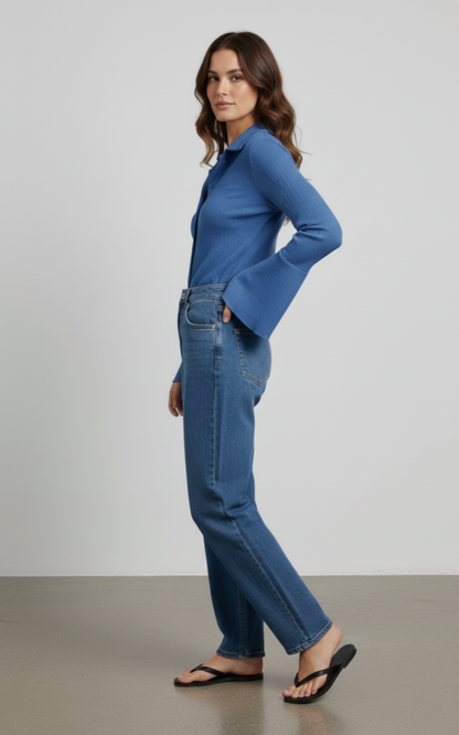 Button Up Flare Sleeve Shirt