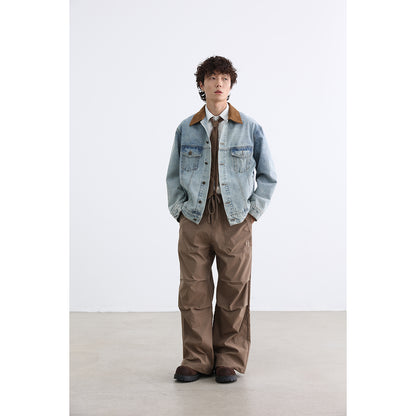 Men's Retro Washed Ice Blue Casual Denim Jacket