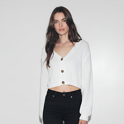 Button-Up Cropped Cardigan